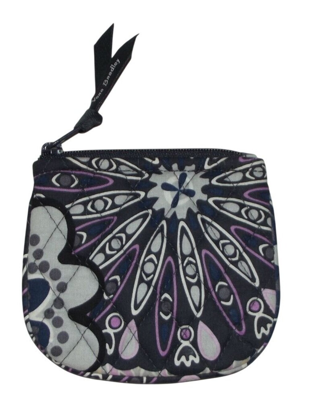 Vera Bradley Mimosa Medallion Coin Purse zip cosmetic purple gray mod floral